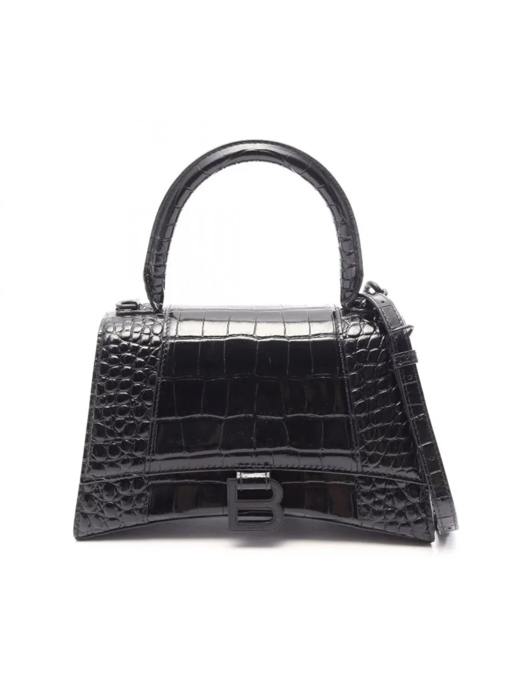 Balenciaga Hour Glass Small Croco Handbag